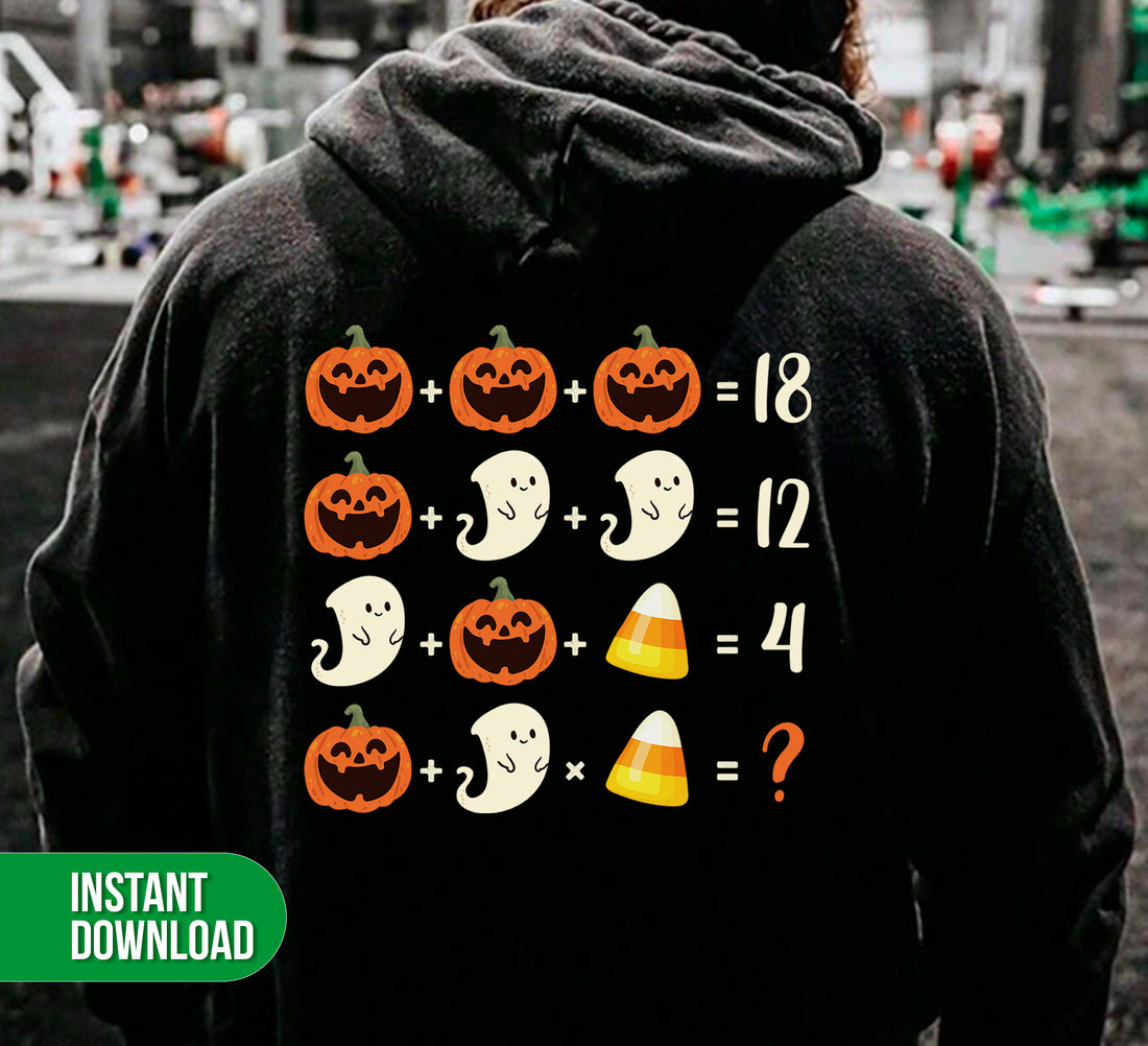 This digital file set includes the Math Halloween, Funny Halloween, and Halloween Iconic designs in PNG formats for sublimation. The designs are perfect for creating custom Halloween decorations and apparel.