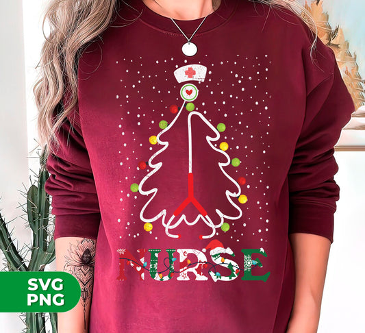 Nurse Christmas, Xmas Tree, Christmas Gift For Nurse, Digital Files, Png Sublimation