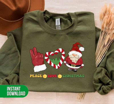 Peace Love Christmas, Cute Santa, Santa Claus, Digital Files, Png Sublimation