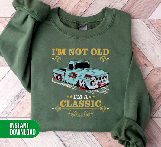 Rev up your style with our "I'm Not Old, I'm A Classic" design featuring a vintage car and horror twist. Perfect for any classic car enthusiast, this digital file can be used for sublimation on various materials. Stand out from the crowd with this unique and timeless design.