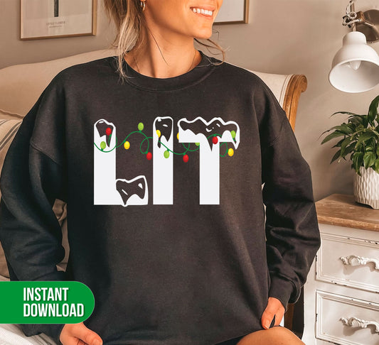 Let's Get Lit, Lit In Christmas, Merry Christmas, Trendy Christmas, Digital Files, Png Sublimation