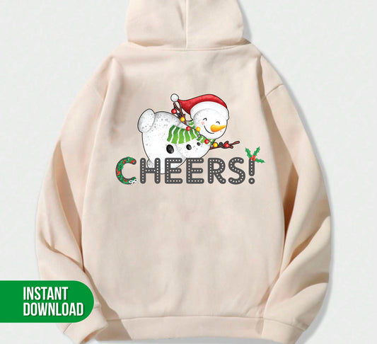 Cheers Christmas, Snowman Xmas, Merry Christmas, Trendy Christmas, Digital Files, Png Sublimation