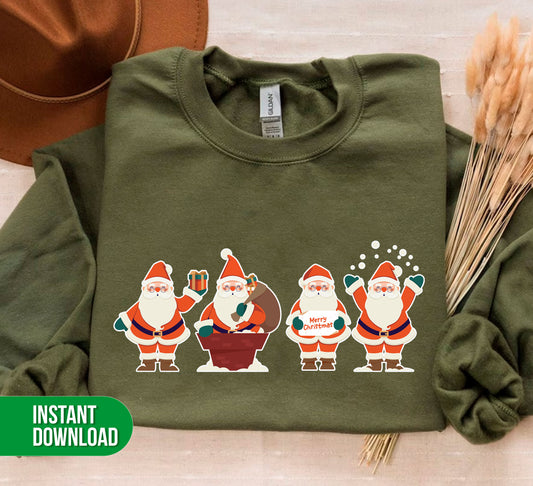 Funny Santa, 4 Santa Claus, Merry Christmas, Trendy Christmas, Digital Files, Png Sublimation