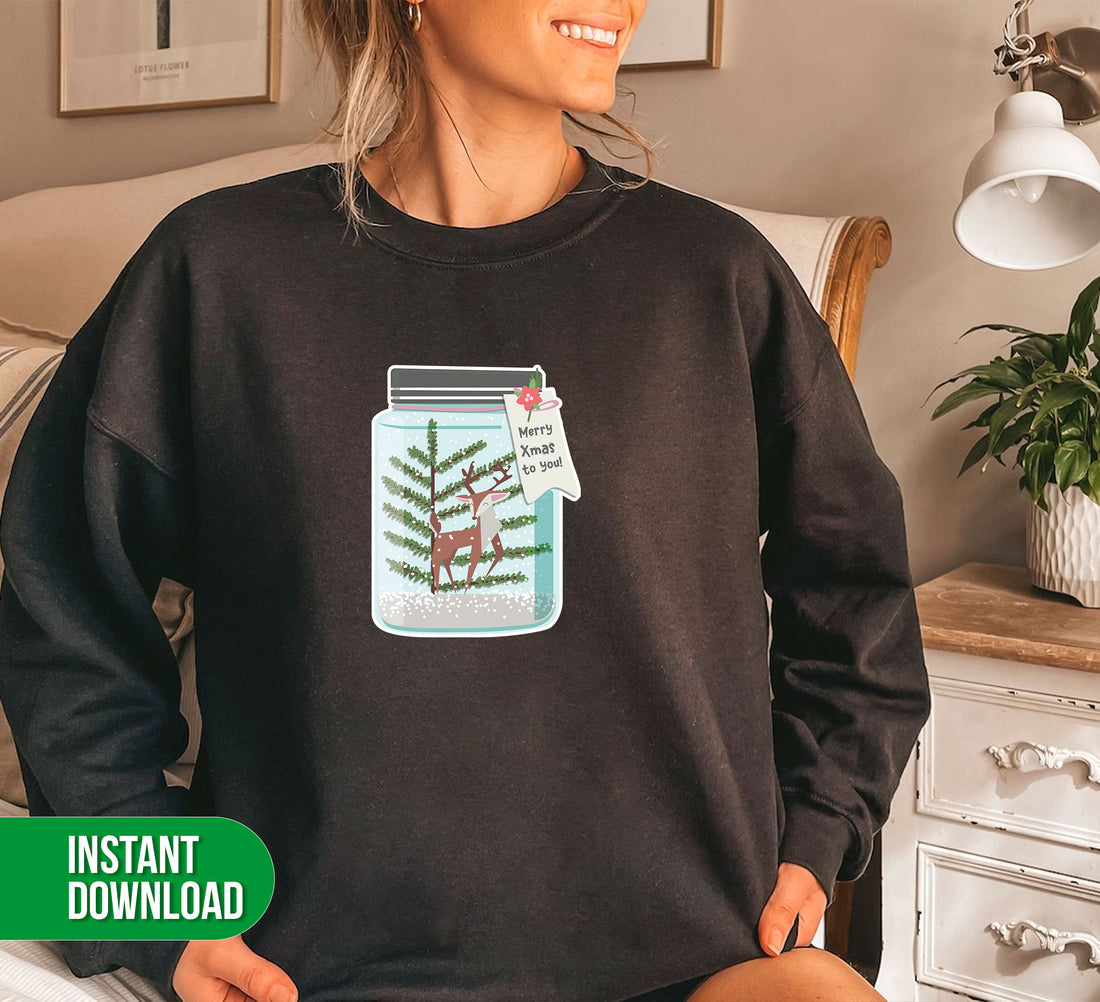 Celebrate the holiday season with Merry Xmas To You. This charming design features a Christmas deer in a bottle, adding a touch of trendiness to your decorations. Enjoy the convenience of digital files in PNG format for all your holiday crafting needs. Spread the joy with this sublimation design.