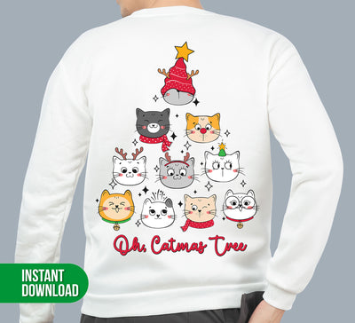 Catmas Tree, Merry Catmas, Cute Cat, Merry Christmas, Trendy Christmas, Digital Files, Png Sublimation