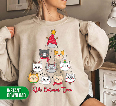 Catmas Tree, Merry Catmas, Cute Cat, Merry Christmas, Trendy Christmas, Digital Files, Png Sublimation
