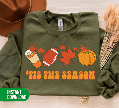 Tis The Season, Love American Football, Love Fall, Fall Season, Digital Files, Png Sublimation