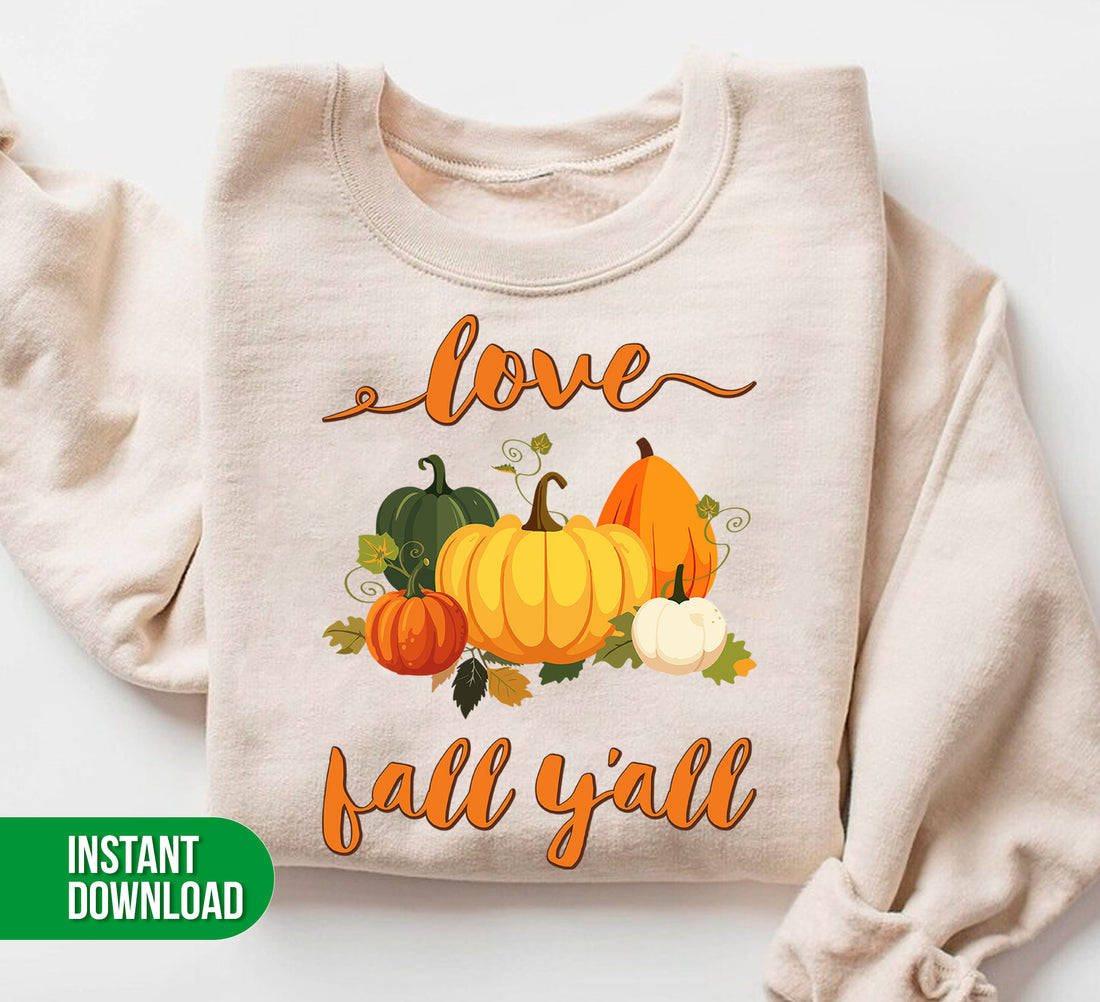 Get ready to embrace the beauty of fall with our Love Fall Y'All Digital File Collection. Featuring charming fall-themed designs such as pumpkins and autumn foliage, these PNG files are perfect for all your sublimation needs. Show your love for the fall season and elevate your crafting game with Love Fall Y'All.