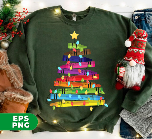 Crayon Xmas Tree, Crayon-mas Tree With Light Line, Digital Files, Png Sublimation