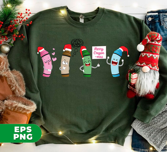 Celebrate Christmas with the Merry Crayon-mas collection. Join the Crayon Crew in their funny and love-filled Xmas adventures, featuring trendy designs and high-quality digital files for Png sublimation. Perfect for a fun and playful holiday season!