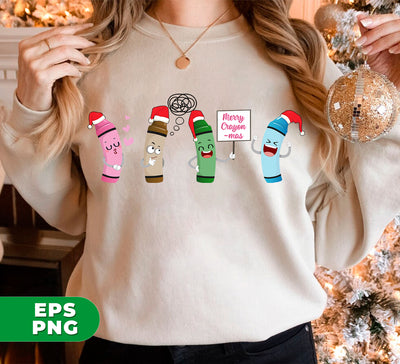 Merry Crayon-mas, Crayon Crew, Funny Crayon, Love Xmas, Trendy Christmas, Digital Files, Png Sublimation