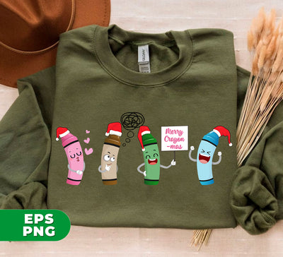 Merry Crayon-mas, Crayon Crew, Funny Crayon, Love Xmas, Trendy Christmas, Digital Files, Png Sublimation