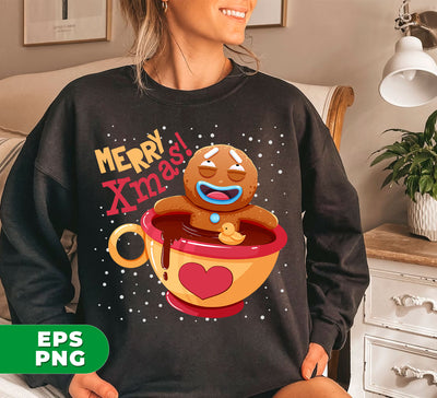 Gingerbread In Coffee Cup, Relaxing Gingerbread, Trendy Christmas, Digital Files, Png Sublimation