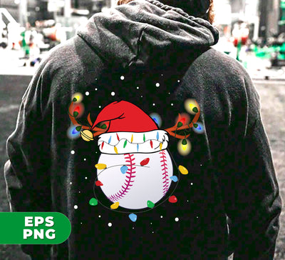 Baseball Christmas, Bright Light Line, Reindeer Xmas Horn, Trendy Christmas, Digital Files, Png Sublimation