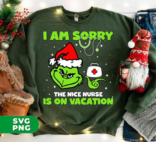 This trendy Christmas design features the beloved Grinch Nurse taking a vacation, leaving you with apologies and a warm feeling for understanding. Get your hands on the digital files and PNG sublimation designs for added convenience. Perfect for any nurse who loves Christmas and humor.