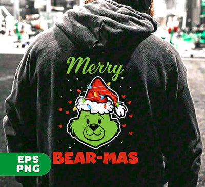 Merry Bear-mas, Grinch Bear, Bear Mixed Grinch, Trendy Christmas, Digital Files, Png Sublimation