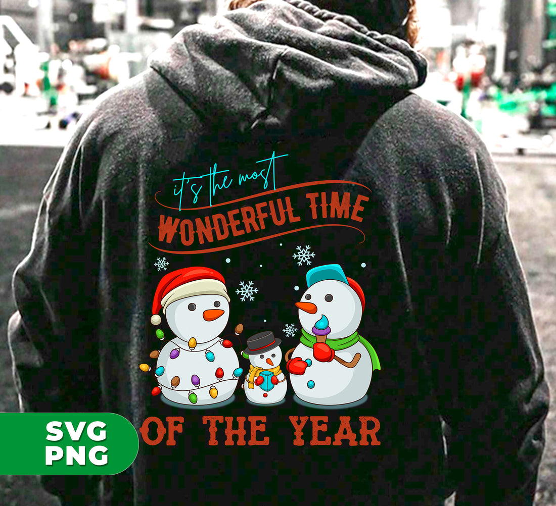 Celebrate the holidays with this festive snowman family design! It's The Most Wonderful Time Of The Year, and this trendy Christmas graphic is perfect for creating your own personalized decorations. With digital PNG files for easy sublimation, you'll have a Happy Family enjoying the season together in no time.