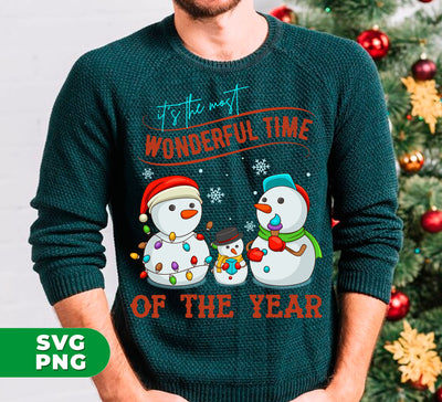 It's The Most Wonderful Time Of The Year, Snowman Family, Happy Family, Trendy Christmas, Digital Files, Png Sublimation