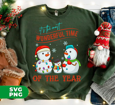 It's The Most Wonderful Time Of The Year, Snowman Family, Happy Family, Trendy Christmas, Digital Files, Png Sublimation