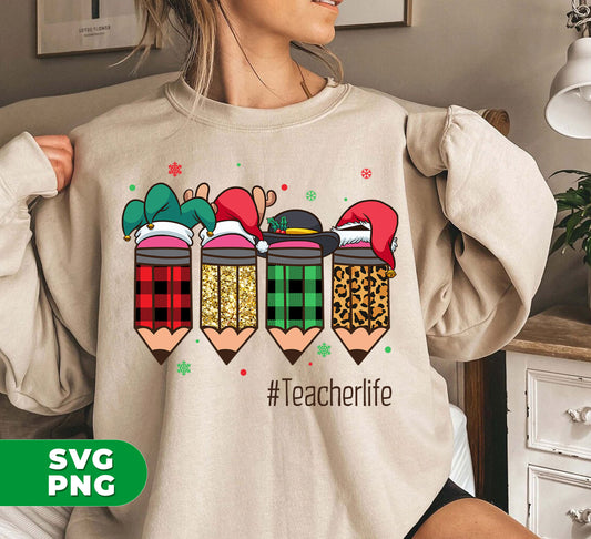 Upgrade your teacher life with this set of trendy Christmas pencils, each one wearing a festive Xmas hat. These digital files come in PNG for easy sublimation. Make the holiday season even more fun with these charming pencils.