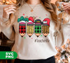 Teacher Life, Set Of Pencil, Christmas Pencil, Pencil Wear Xmas Hat, Trendy Christmas, Digital Files, Png Sublimation