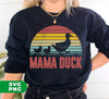 Mama Duck, Retro Duck Lover, Duck Family Silhouette, Digital Files, Png Sublimation