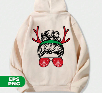 Messy Bun Girl, Girl With Deer Horn, Christmas Tree In Glasses, Digital Files, Png Sublimation