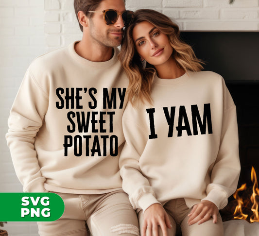 Express your love in a unique way with our "She's My Sweet Potato, I Yam" design! This digital file is perfect for sublimation onto any product, making it a thoughtful personalized gift for your wife or partner. Get yours today and show your love in a creative and special way!
