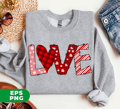 Love Text, Heart Pattern, Groovy Love, Valentine Gift, Digital Files, Png Sublimation