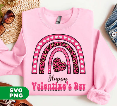 Happy Valentine's Day, Pink Rainbow, Leopard Valentine, Digital Files, Png Sublimation