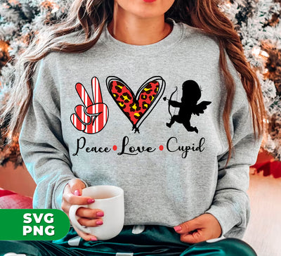 Peace Love Cupid, Leopard Heart, Cupid Lover, Digital Files, Png Sublimation