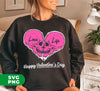 Love Life, Happy Valentine's Day, Skull In Heart Shape, Digital Files, Png Sublimation