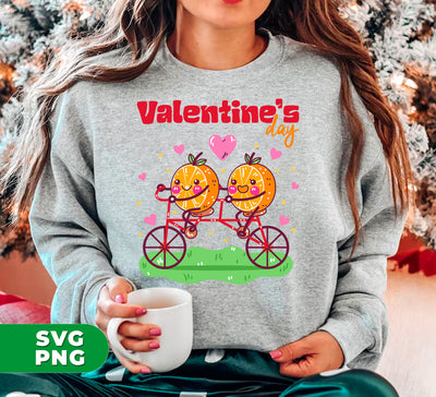 Valentine's Day, Orange Couple, Orange Ride A Bike, Digital Files, Png Sublimation