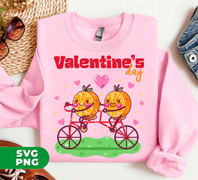 Valentine's Day, Orange Couple, Orange Ride A Bike, Digital Files, Png Sublimation