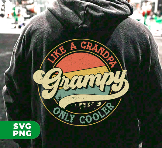 "Experience the ultimate coolness with our Like A Grandpa, Only Cooler Retro Grampy Digital Files! Stand out from the crowd with the unique Grampy design and show off your style with ease. Our high-quality Png Sublimation ensures a crisp and clear image. Get yours today and bring back the classic vibes with a modern twist!"