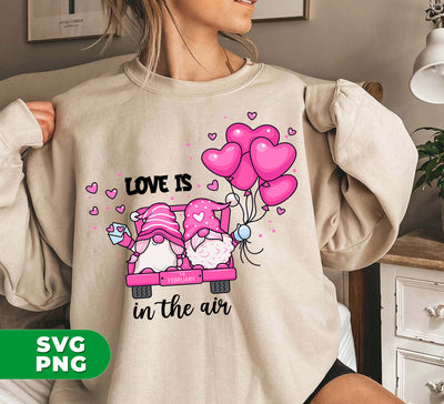 Love Is In The Air, Lovely Gnome, Couple Gnome, Pink Balloons, Digital Files, Png Sublimation