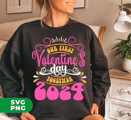 Celebrate your first Valentine's Day together with our digital files! These Png sublimation designs for 2024 Valentine's Day are perfect for creating unique and personalized gifts. With "Our First Valentine's Day Together" featured on each file, you can commemorate this special occasion and make it one to remember.