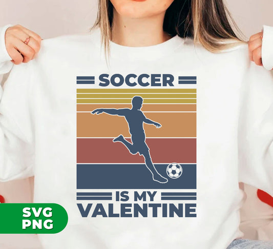 Celebrate the love for soccer and Valentine's Day with our Soccer Is My Valentine retro football design. Get your hands on these high-quality digital files in PNG format, perfect for sublimation printing. Score big with this unique and trendy design.