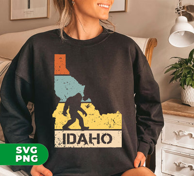 Idaho Lover, Idaho Human, Retro Idaho, Big Foot Silhouette, Digital Files, Png Sublimation