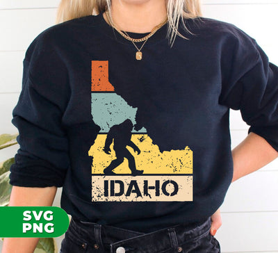 Idaho Lover, Idaho Human, Retro Idaho, Big Foot Silhouette, Digital Files, Png Sublimation