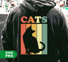 Cats Lover, Retro Cats, Cat Silhouette, Cat Vintage, Digital Files, Png Sublimation