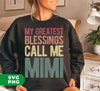 Celebrate the special bond between a grandmother and her grandchildren with our "My Greatest Blessings Call Me Mimi" gift. This digital file is perfect for any Mimi who loves her title and her little ones. Display your love proudly with our high-quality PNG sublimation.