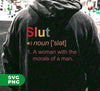 Explore gender norms with our digital design "Slut Meaning." With this png sublimation, question the double standards of masculinity and femininity by embracing the morals of a man as a woman. Perfect for thoughtful conversations and self-expression.