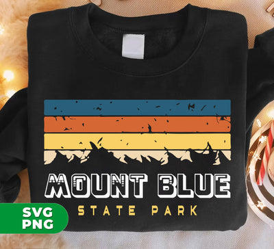 Retro Mount Blue, Mount Blue State Park, Mount Blue Silhouette, Digital Files, Png Sublimation