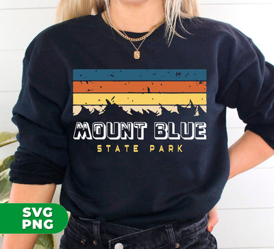 Retro Mount Blue, Mount Blue State Park, Mount Blue Silhouette, Digital Files, Png Sublimation