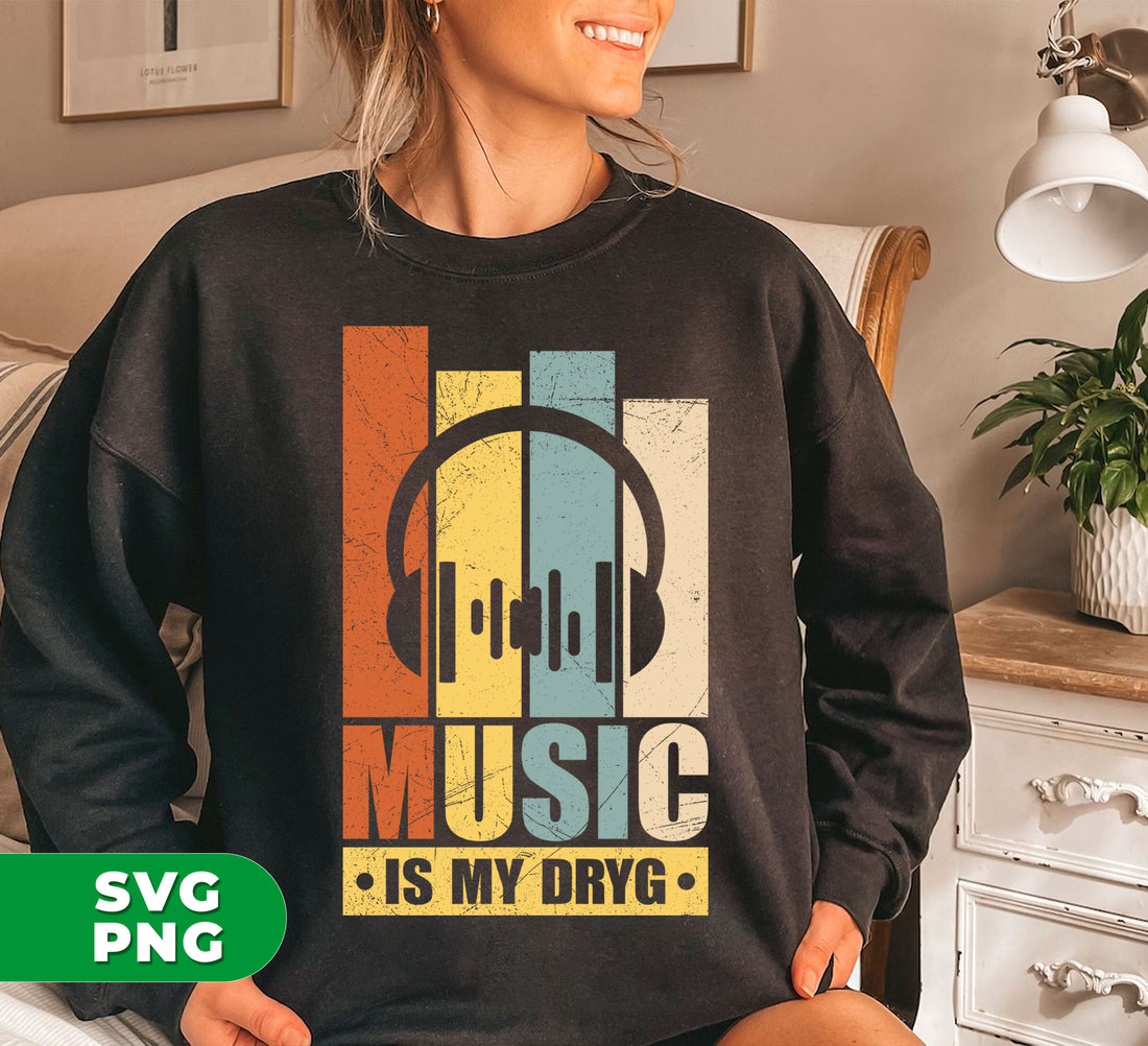 "Enhance your digital music collection with Music Is My Dryg digital files. Express your love for music with the sleek headphone silhouette design, perfect for sublimation. Easily transfer and personalize your music collection with the included Png files."