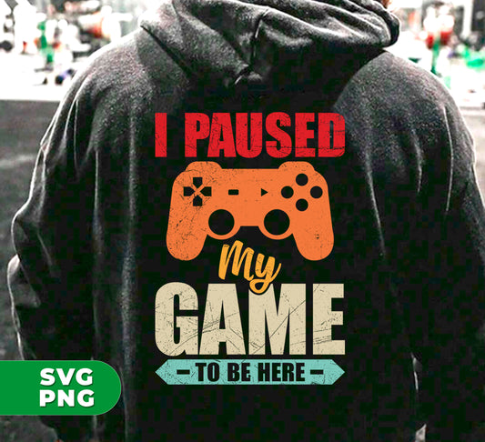 Get ready to show your love for gaming with this I Paused My Game To Be Here t-shirt! Perfect as a gift for gamers, this shirt features a playful and fun design with digital files and high-quality PNG sublimation. Show off your passion for gaming and get ready to level up in style.
