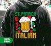 Celebrate St. Patrick's Day with this digital bundle of Italian-inspired designs. Featuring "St. Patrick Was Italian" and "Love Patrick's Day" designs, as well as a fun beer graphic and PNG sublimation files, this bundle is perfect for all your holiday crafting needs. Impress your friends with a unique and culturally rich design!