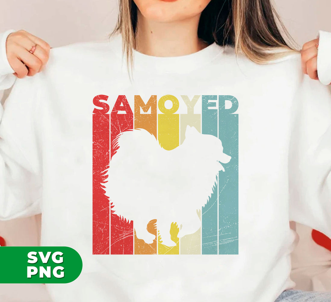 This digital file bundle features a Samoyed lover's dream - a retro Samoyed silhouette with high-quality PNG sublimation. Perfect for any Samoyed enthusiast looking to add a touch of nostalgia to their projects.
