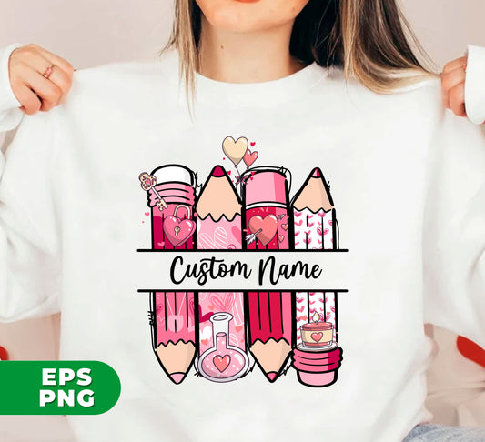 Elevate your Valentine's Day gifting with our Custom Name Pink Pencil. Personalize your gift with your loved one's name using our digital files and Png sublimation. The perfect way to add a personal touch to your Valentine's Day celebration.